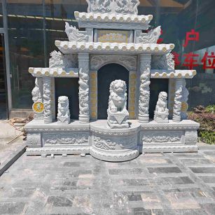 钦州芝麻白中国黑石材套墓 花岗岩墓碑