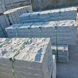 钦州芝麻白自然面整石 坐凳